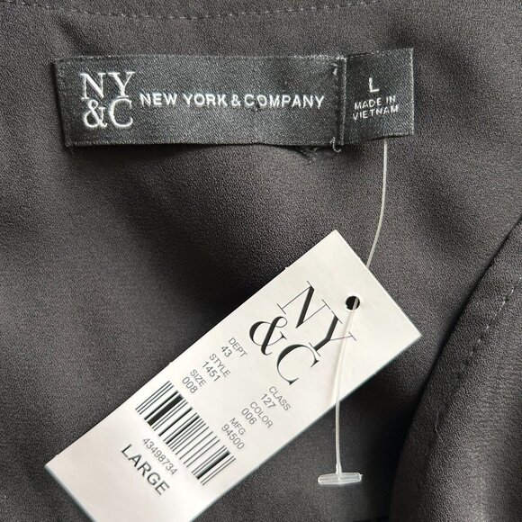 NYC Womens Top Large Black‎ Surplice Career Gothic Dark Romantic Witchy 17123 - Picture 3 of 8